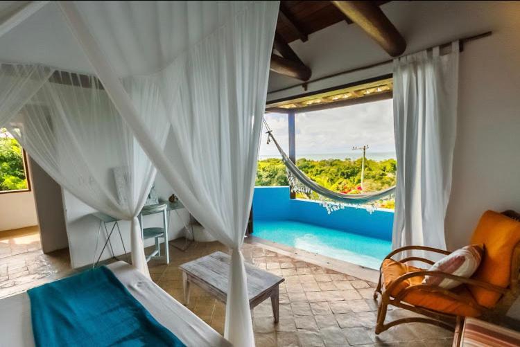 Espelho Bahia Blue House Bed and Breakfast Praia do Espelho Eksteriør billede
